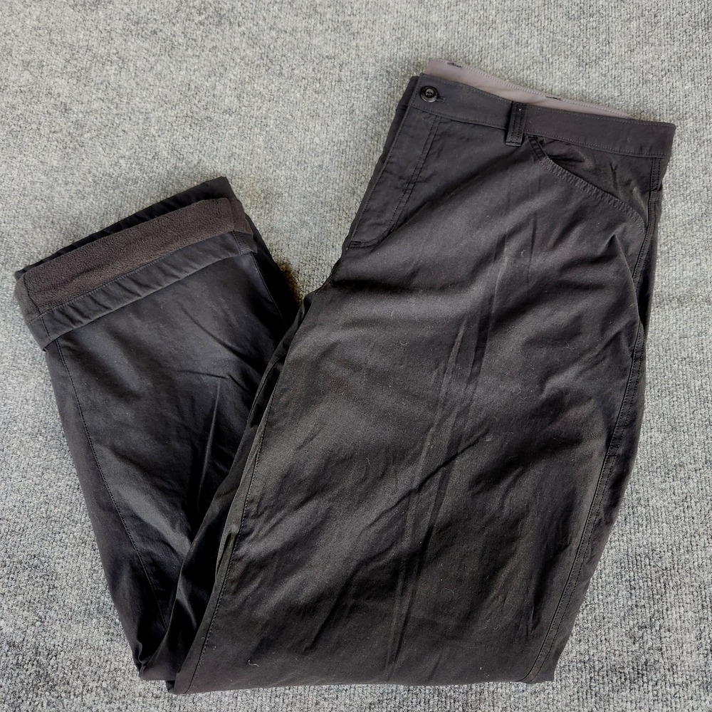 men's EDDIE BAUER Fleece‎ Lined TECH Pant Black zip pocket Outdoor Hike 40x32